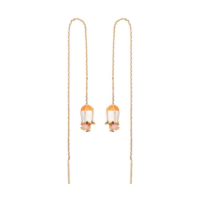 LRC Anting Tusuk Fashion S925 Silver Needle Drip Flower Earrings F5785X