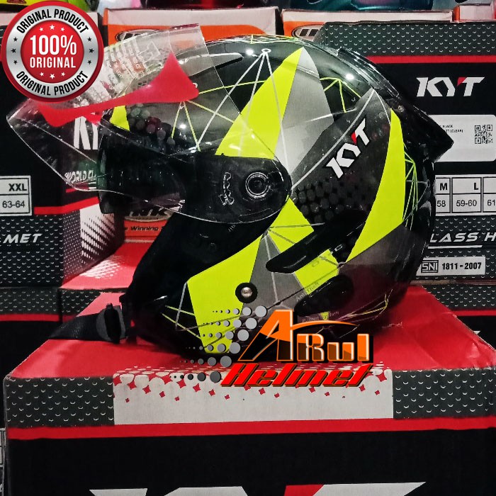 HELM KYT GALAXY #6 YELLOW FLUO MOTIF TERBARU ORIGINAL