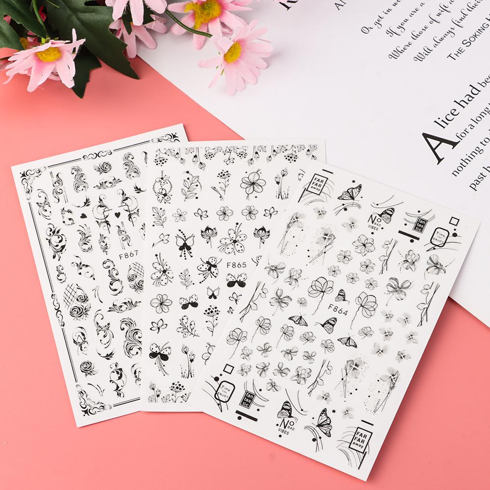 Solighter Stiker Kuku Untuk Anak Perempuan Dekorasi Nail Art Korea French Leaves