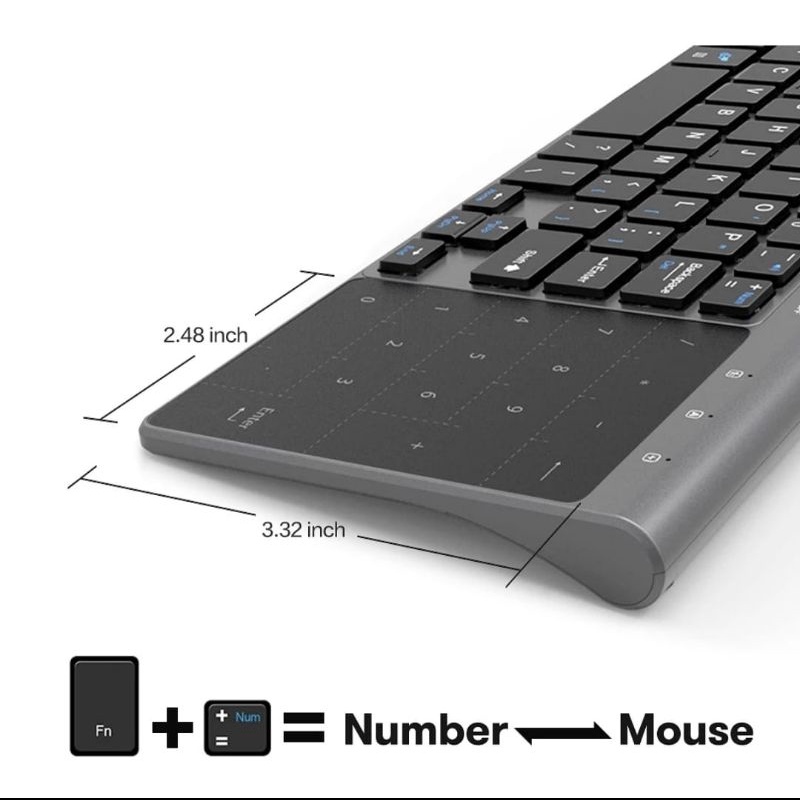 2.4Ghz Wireless Mini Keyboard Touchpad Tombol Angka X136 not logitech