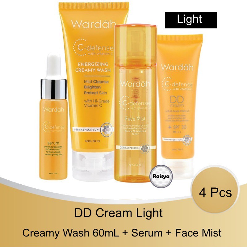 Paket Wardah C Defense DD Cream Light / Face Mist / Creamy Wash / Serum