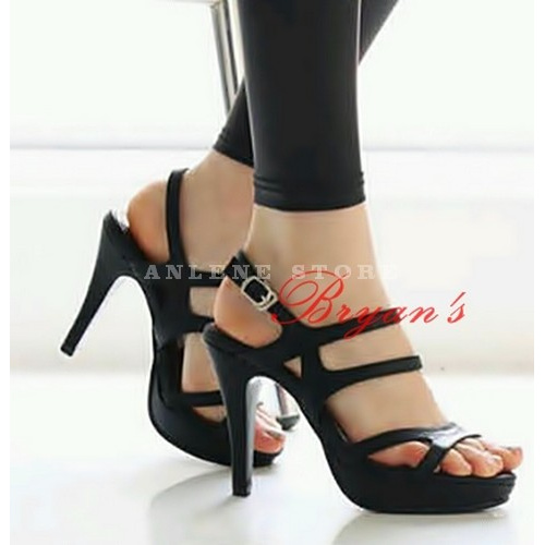 Bs-846 No.34-39, 7-9Cm Heels Merah Impor Heels Pesta Heels Sangji KS443 High Heels So22 Hitam