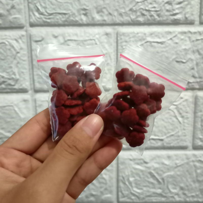 Biskuit Hamster Bunga Merah MINI Pack Snack Kering Bentuk Bunga Merah Pakan Sugar Glider Landak Mini