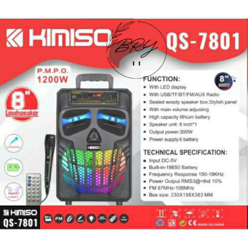 bry11 - Speaker Karaoke Bluetooth Speaker Bluetooth QS-7801 08 INCHI Free Mic Dan Remot Super Bas