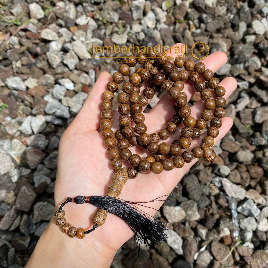 TASBIH KAYU GALIH JOHAR / TASBIH GALIH KELOR JOHAR / KELOR EMAS 99 BUTIR UKURAN 8MM DAN 10MM BERSERTIFIKAT