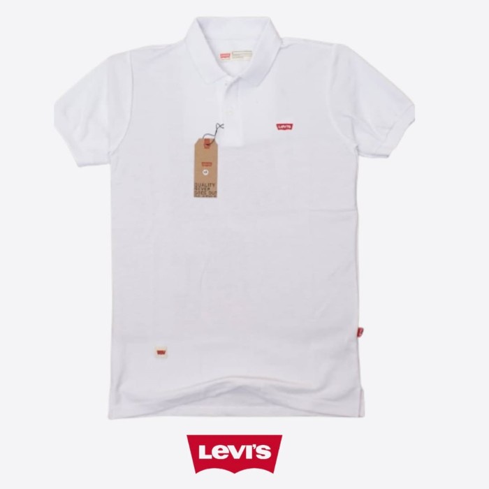 TERLARIS BAJU KAOS KERAH POLO SHIRT PRIA LENGAN PENDEK LEVIS ORIGINAL PUTIH COD