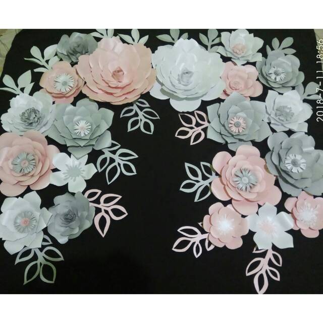 

Bunga kertas abu, pink peach dan putih klo