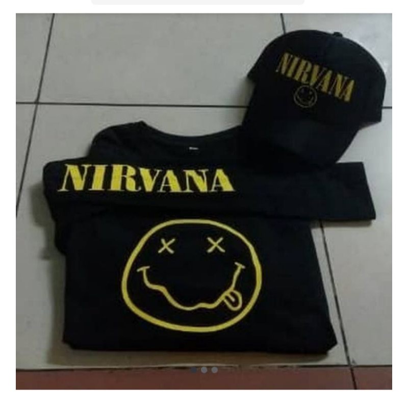 KAOS NIRVANA PAKET TOPI KAOS LENGAN PANJANG
