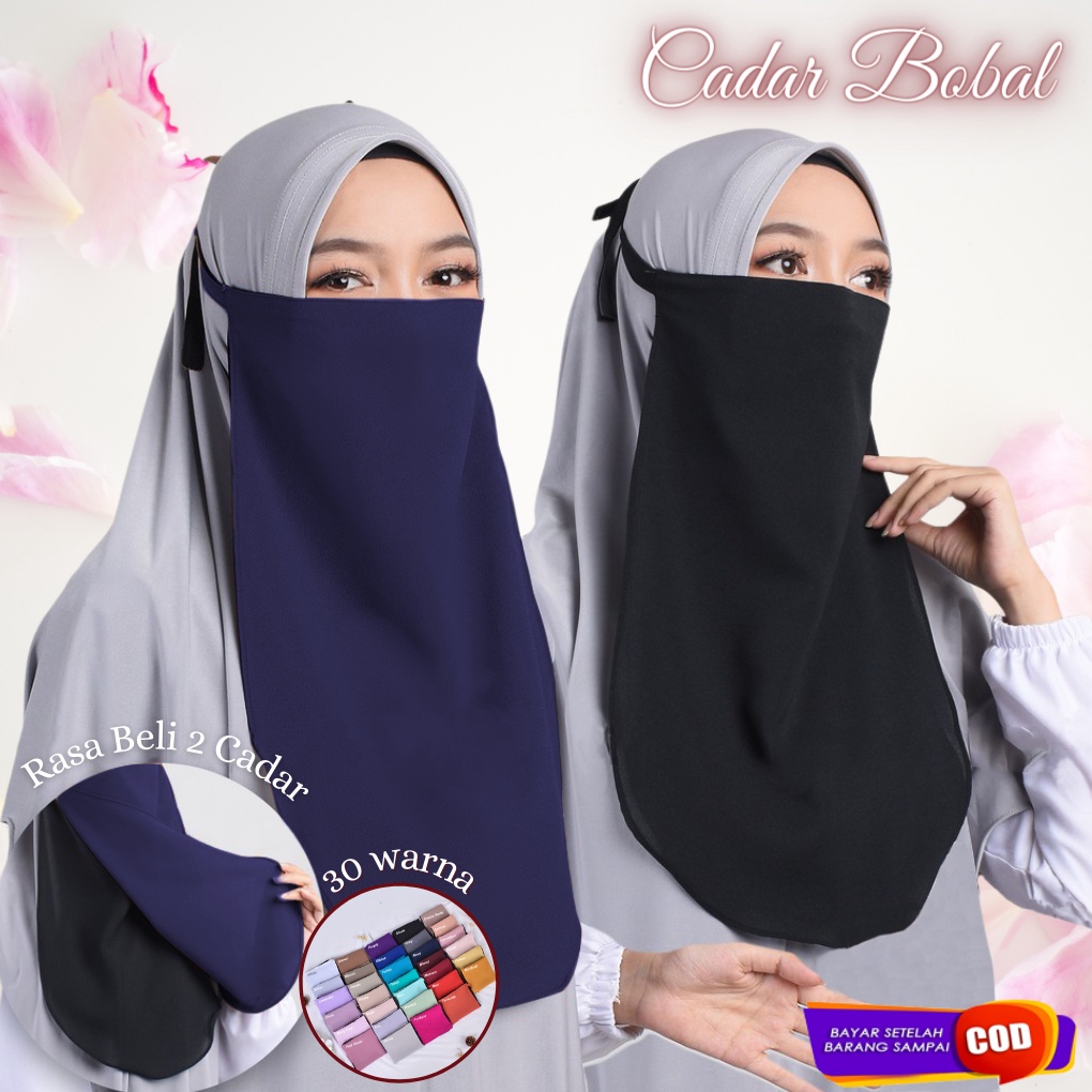 Cadar Niqob Tali 2 Layer Niqab Bolak Balik Dua Warna 2 Tone Anti Nerawang Premium Diamond