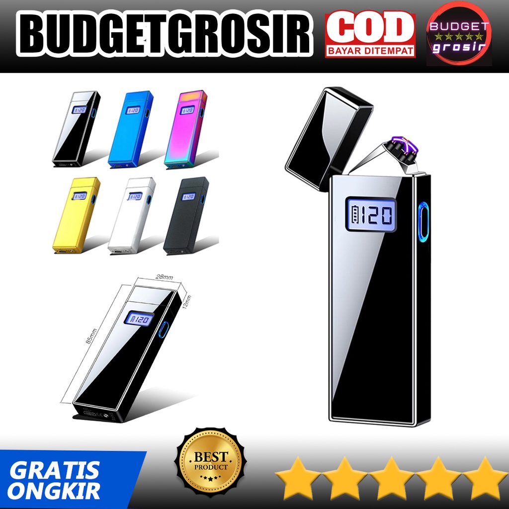 Korek Api Elektrik Pulse Plasma Cross Double Arc Lighter - Black