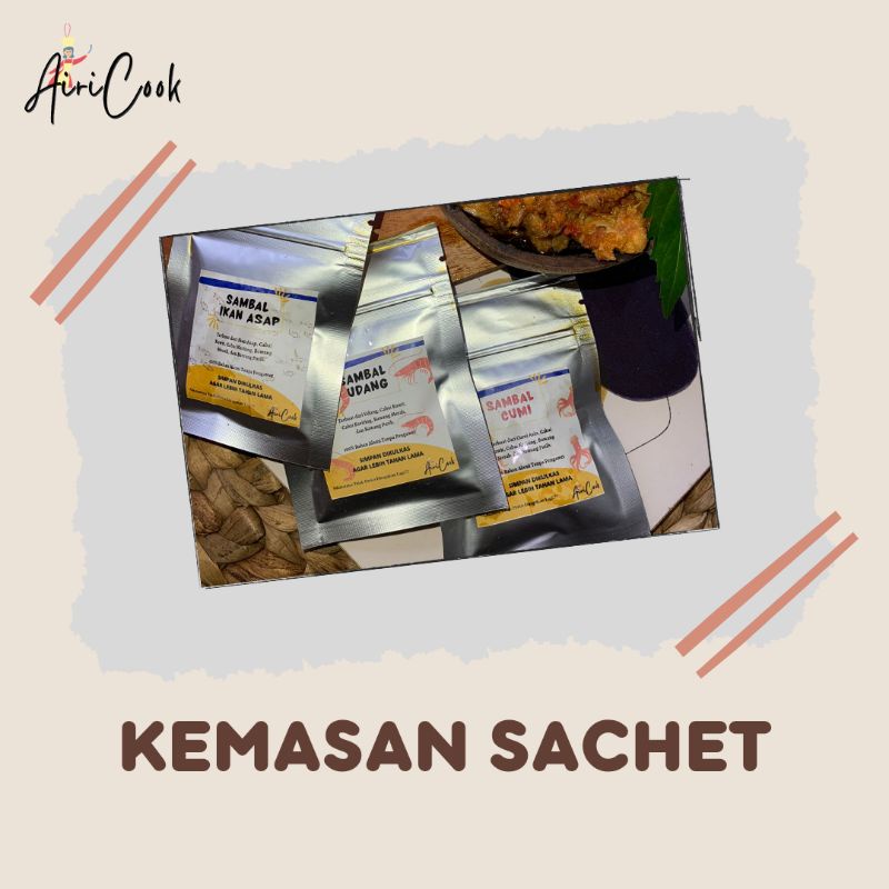 

SAMBAL CUMI, SAMBAL UDANG, SAMBAL IKAN ASAP by AiriCook KEMASAN SACHET 25gr