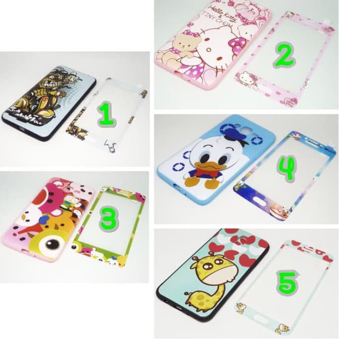 termurah soft case karakter 4d 360 +tempered glass samsung j7 plus,j7 prime garansi