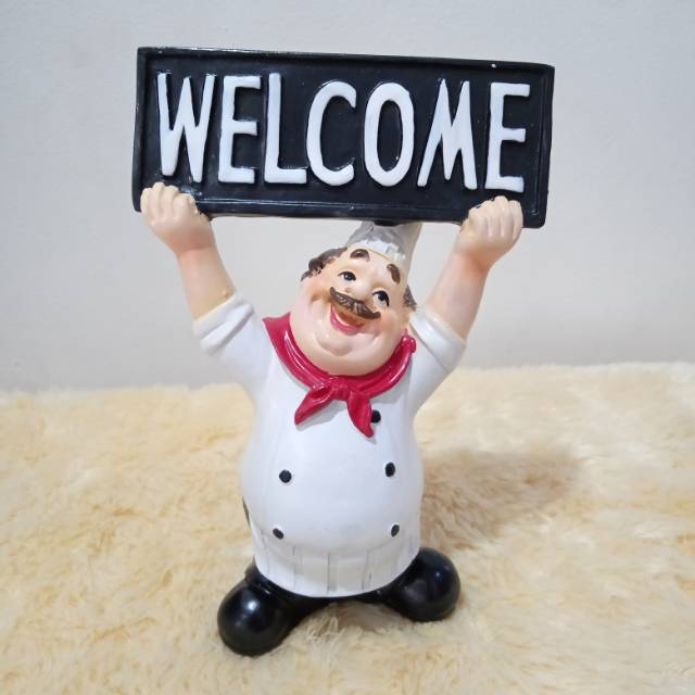 Patung Pajangan Koki Chef Welcome
