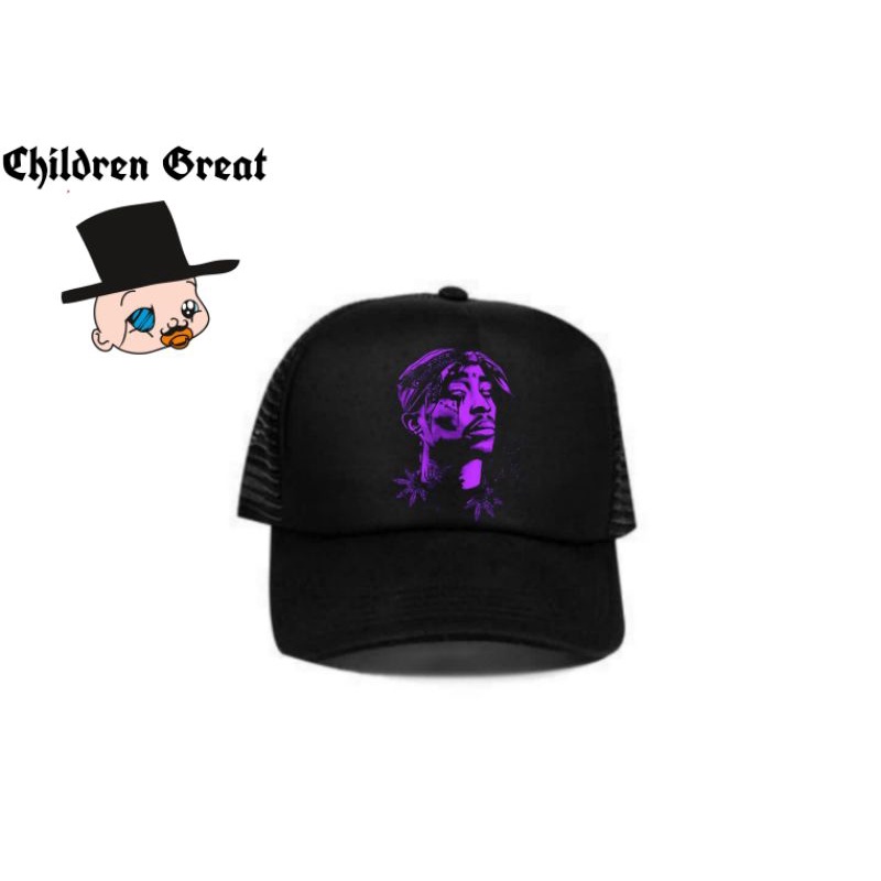 Snapback topi TUPAC SHAKUR trucker rapper 2pac polos hitam caps hat jaring / baseball bisbol