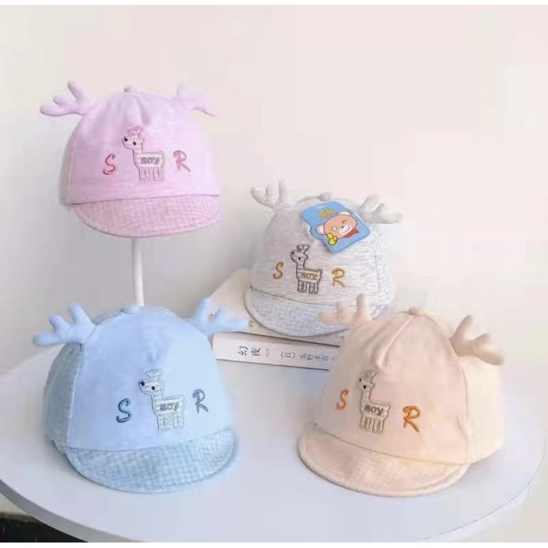 Topi Baseball Anak Bayi Laki Laki / Perempuan Kecil Lucu Warna Pastel-Rusa