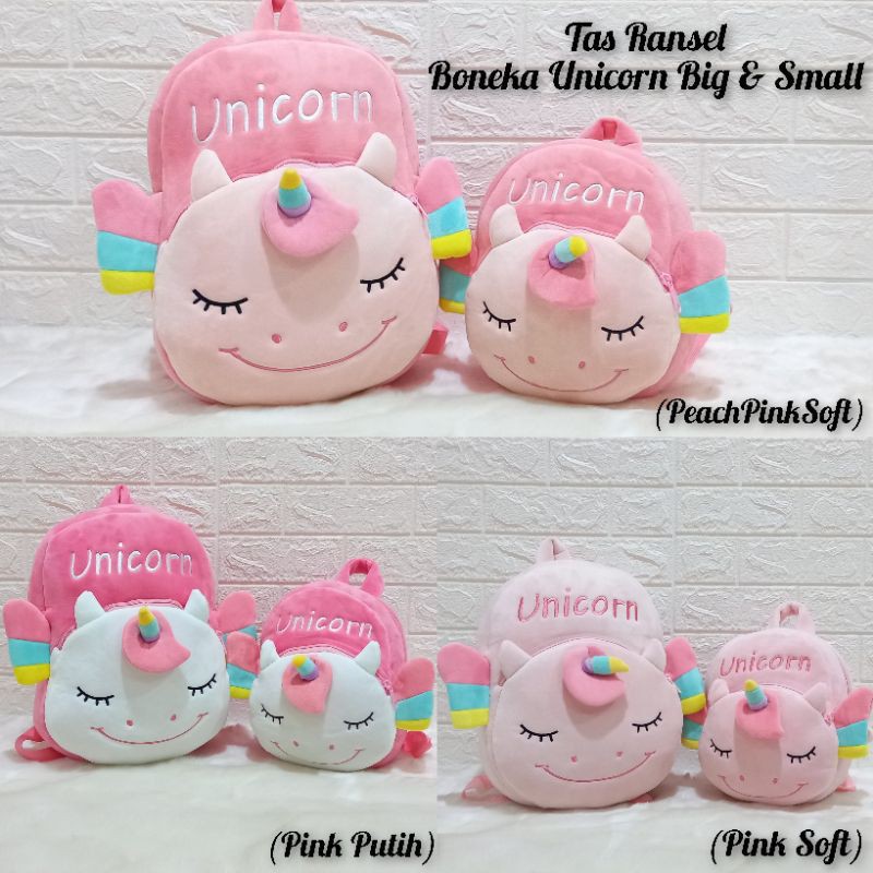 TAS ANAK UNICORN UKURAN KECIL DAN BESAR ASLI IMPORT/TAS SEKOLAH PAUD TK SD UNICORN LEMBUT/TAS BALITA