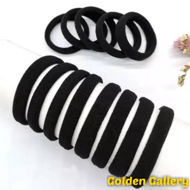 6PCS IKAT RAMBUT DONAT HITAM / KARET RAMBUT DONAT HITAM