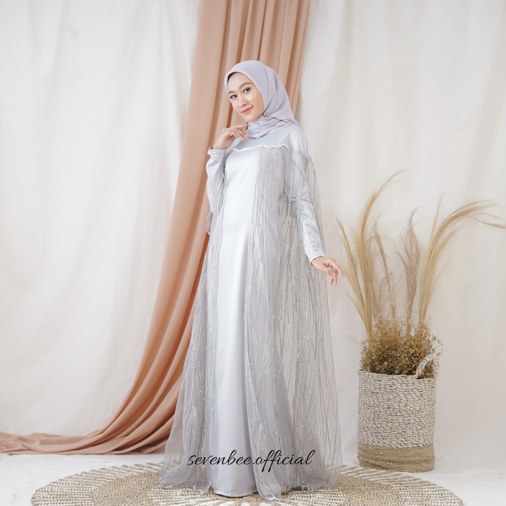 DANDELION DRESS PESTA MUSLIM SILVER GREY