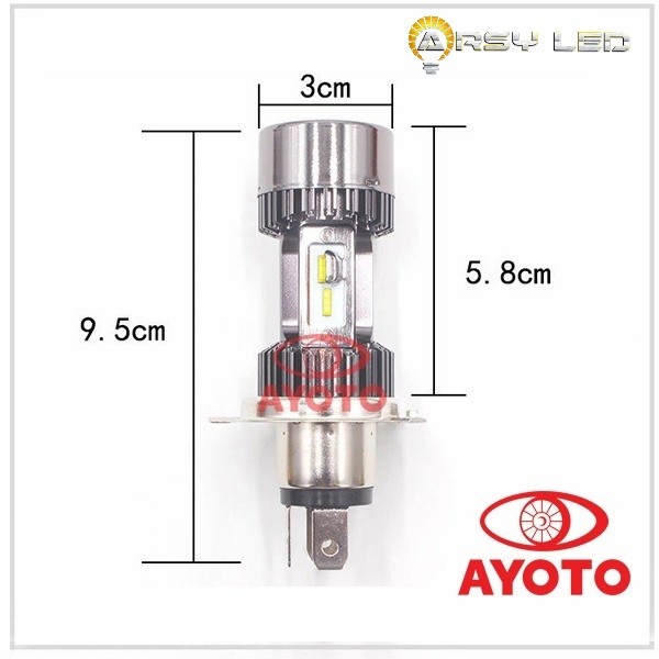 lampu utama led mobil motor h4 AYOTO A2 45 watt double CSP 12000 lumen - putih