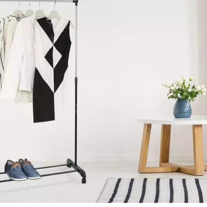 ➻ Rak SINGLE ROD RACK Serbaguna Baju Gantungan Laundry Setrikaan Pajangan Stainless stand hanger ➫