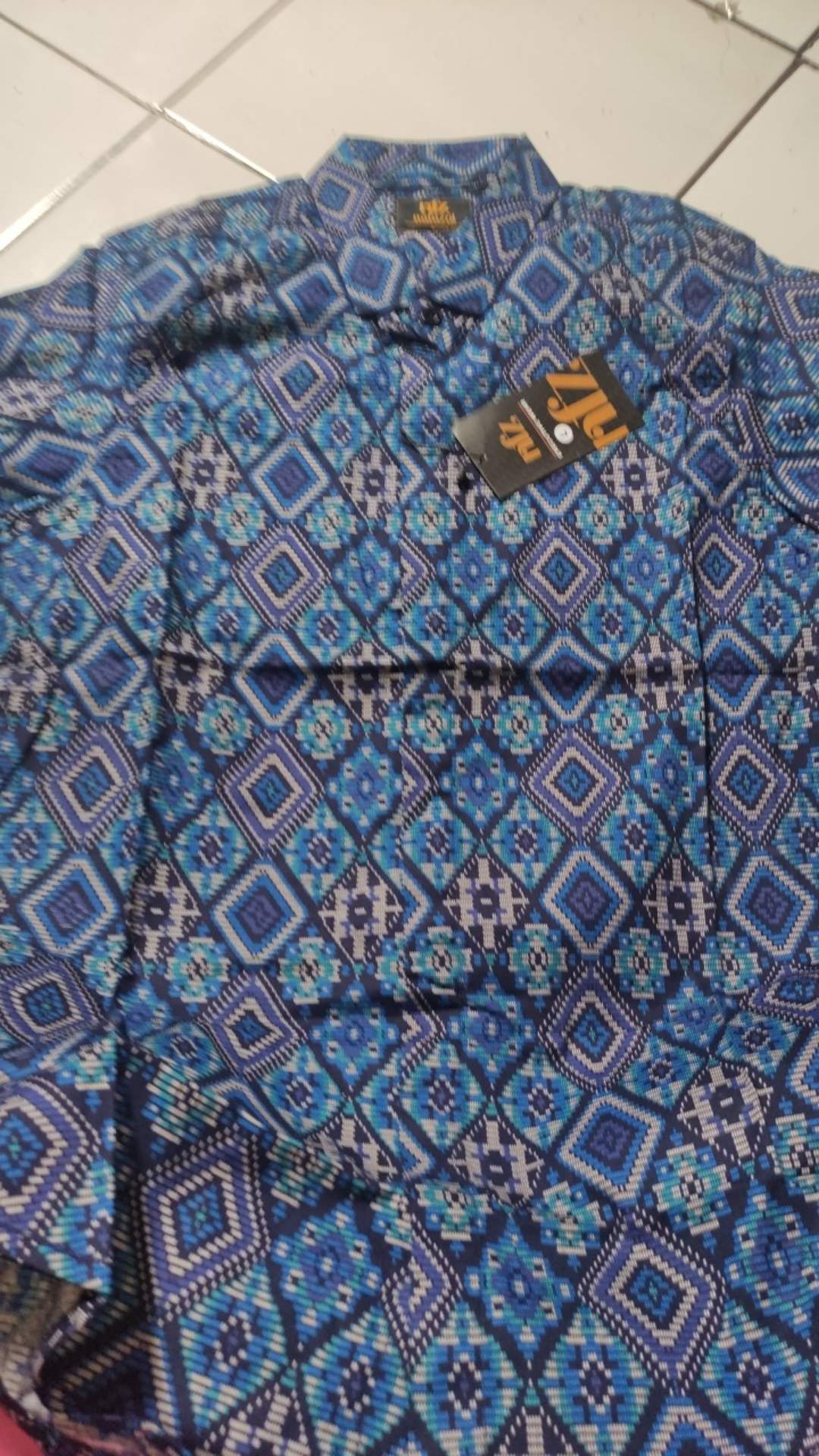 Kemeja Batik Pria Lengan Panjang Long Navy Batik Diamond Murah 4543