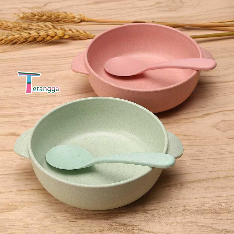 Set Mangkuk  Wheat Straw Mangkuk / Bowl + Spoon Tempat Makan Anak VS-13