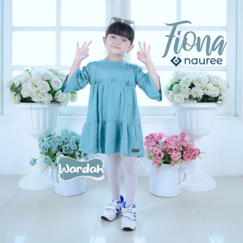 Nauree - Fiona Dress Anak Perempuan Bahan Rayon Twill Warna Wardah Ukuran S M Tidak Menerawang Tekstur Licin Halus Lembut Untuk Umur 1 2 3 4 5 6 Tahun Lengan Panjang Soft Premium Lembut Adem Dingin Nyaman