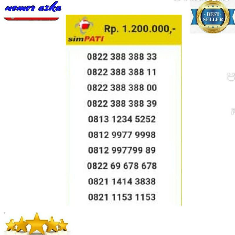 Nomor cantik simpati 0812 1010 3322 seri Double AA 3322 rapi Bsm03