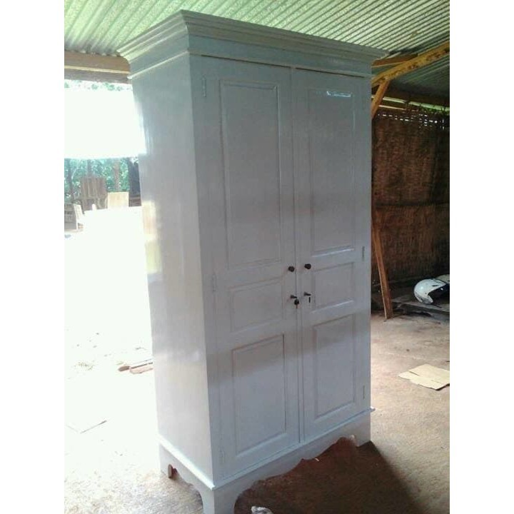 lemari pakaian 2 pintu cat duco alamari hias kayu jati bufet pajangan