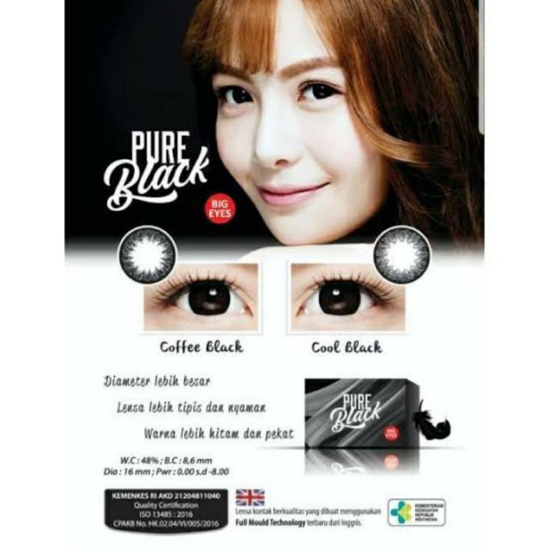 SOFTLENS PURE BLACK NORMAL S/D -6.00 BIG EYES FREE LENSCASE