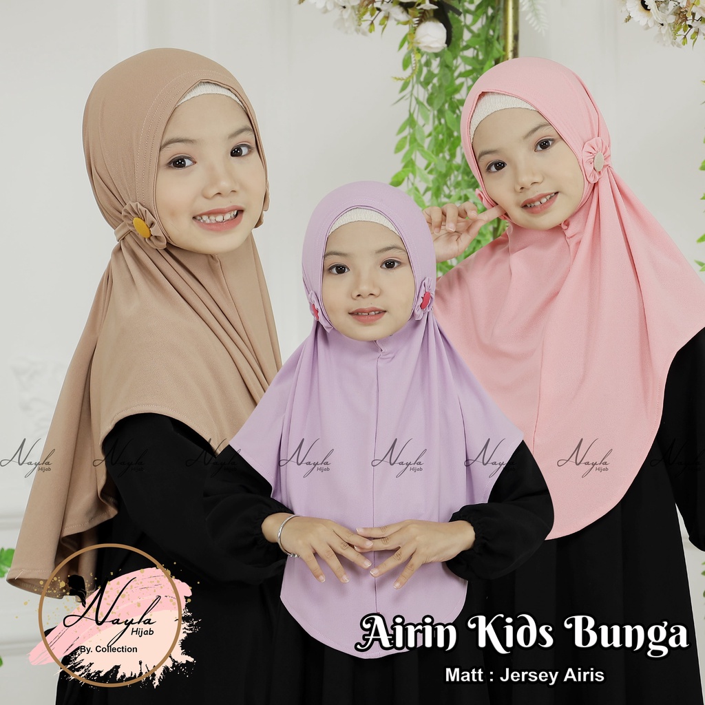 Kerudung Instan Anak Airin Kids Bunga Hijab Instan Tali Jersey Airis Jilbab Instan Anak Nayla Hijab