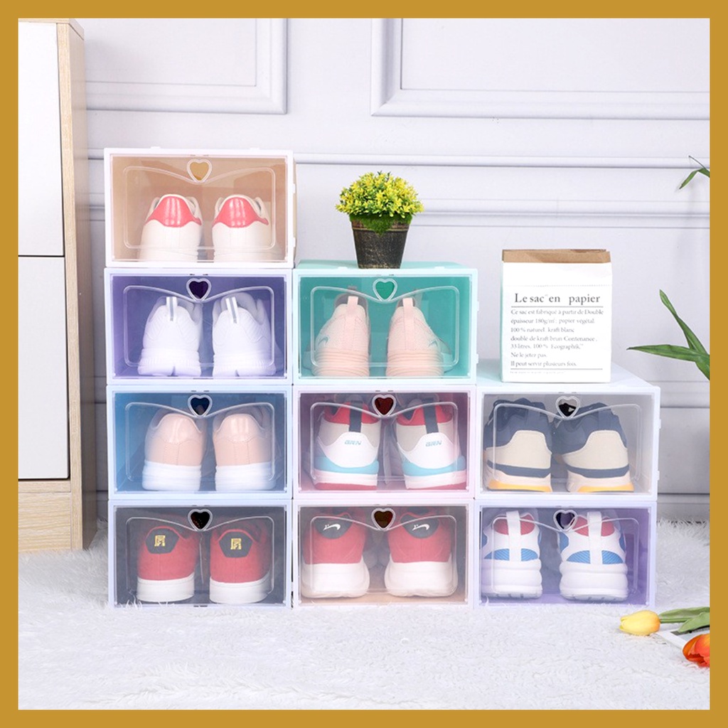 Kotak Sepatu Lipat Transparan Serbaguna Shoes Storage Box Organizer Rak Sepatu Plastik Premium GOSHOP88