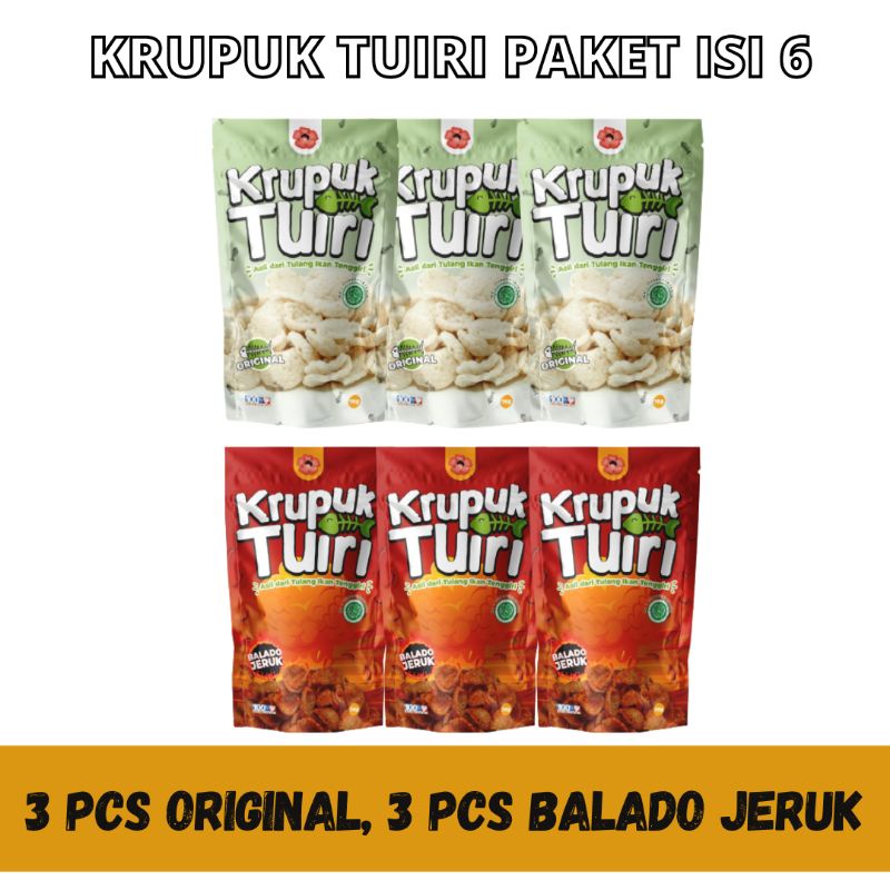 [Paket isi 6pcs] Krupuk Kerupuk Tuiri / 70 gr / Krupuk Kalsium Tulang Ikan Tenggiri