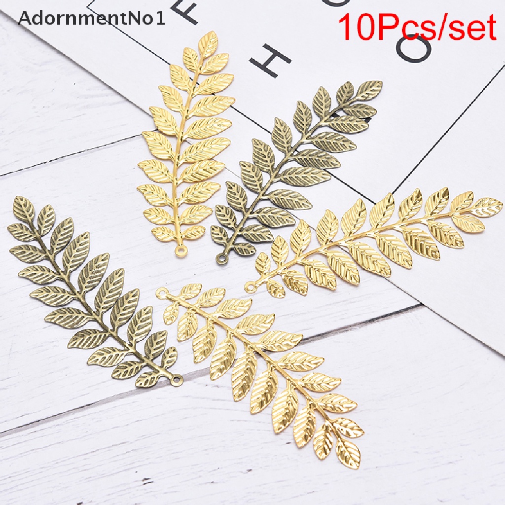 (AdornmentNo1) 10pcs / set Konektor Bentuk Daun Bahan Metal Gaya Vintage Untuk Kerajinan Tangan DIY