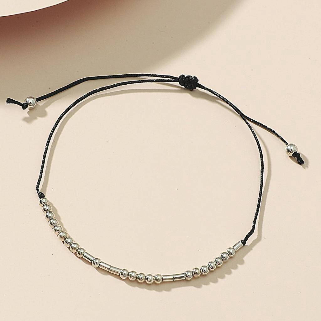 【MHANG】Gelang Manik Dikepang Baru Yang Dapat Disesuaikan Gelang Kaki Tali Hitam Ceruk Sederhana Aksesoris Fashion Wanita Serba Cocok