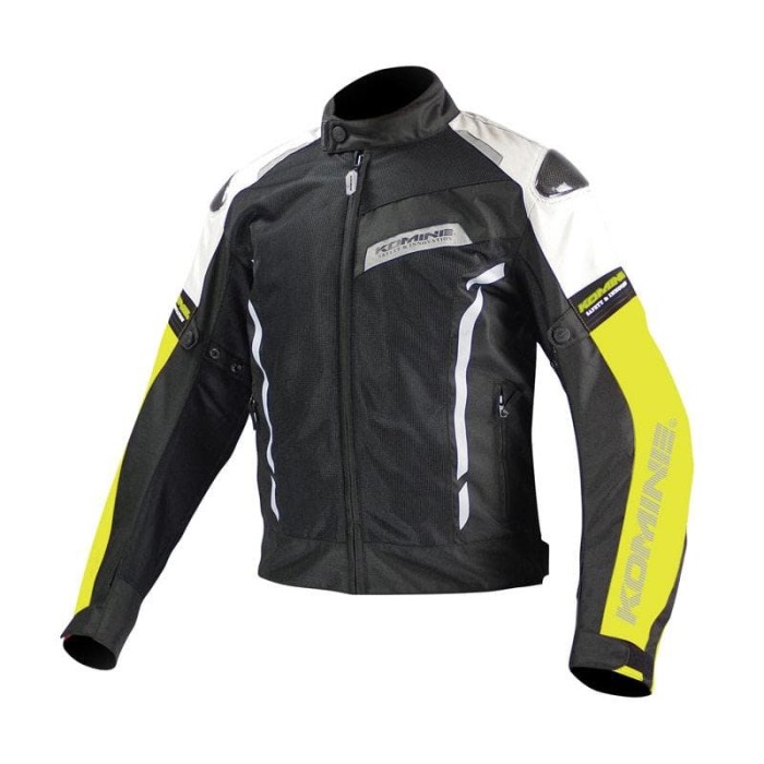 KOMINE JK-103 Carbon Protect Mesh Jaket Touring Pria Ori-Black Neon