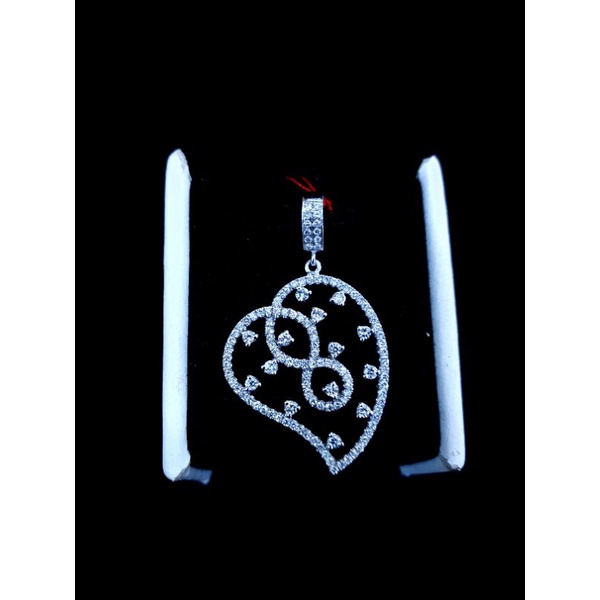 liontin love emas putih berlian asli full