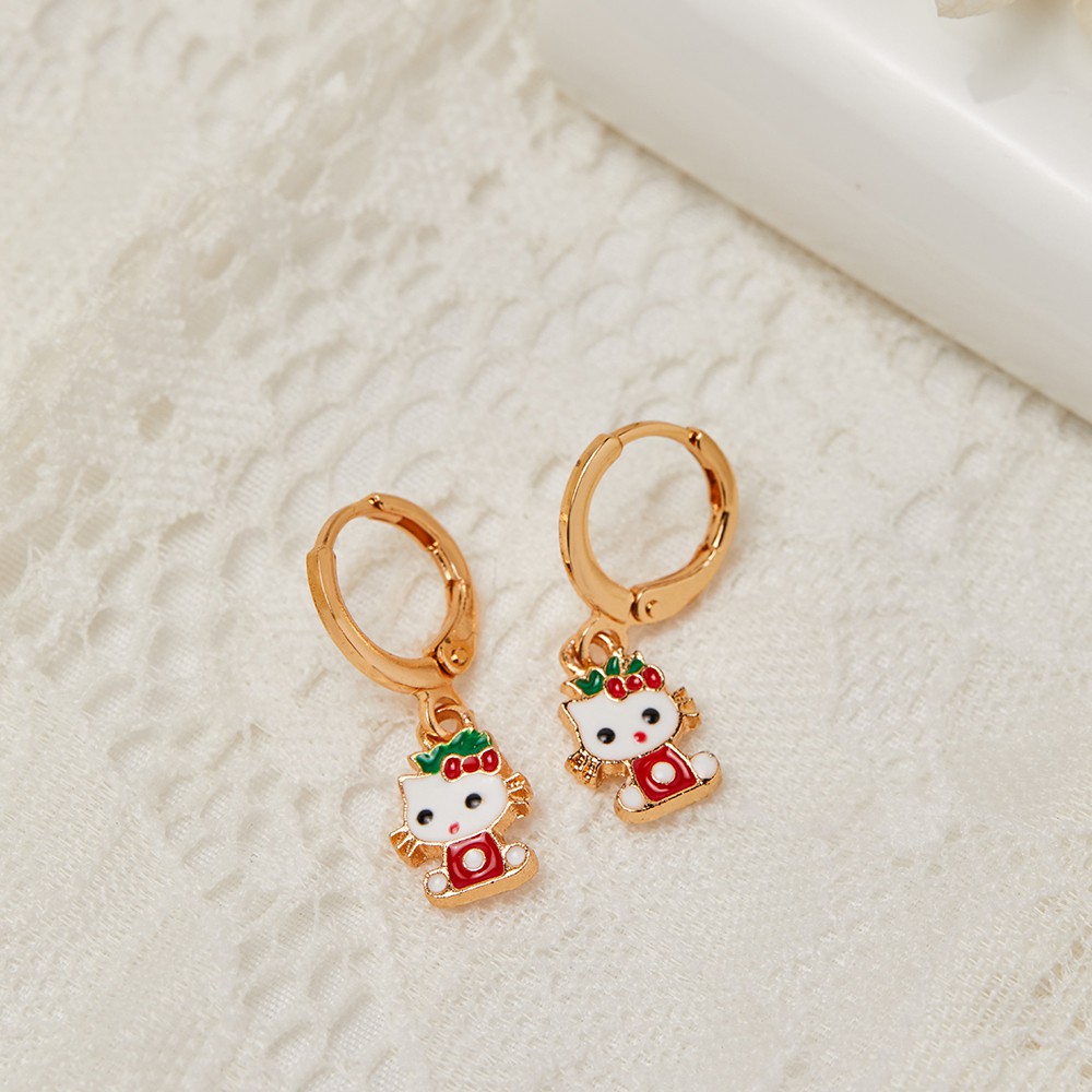 Y389 [Cod]Anting Anak Perempuan Model Hello Kitty Anting Tusuk Lucu Anak Anti Karat Earrings Aksesoris Anti Luntur Lapis Emas