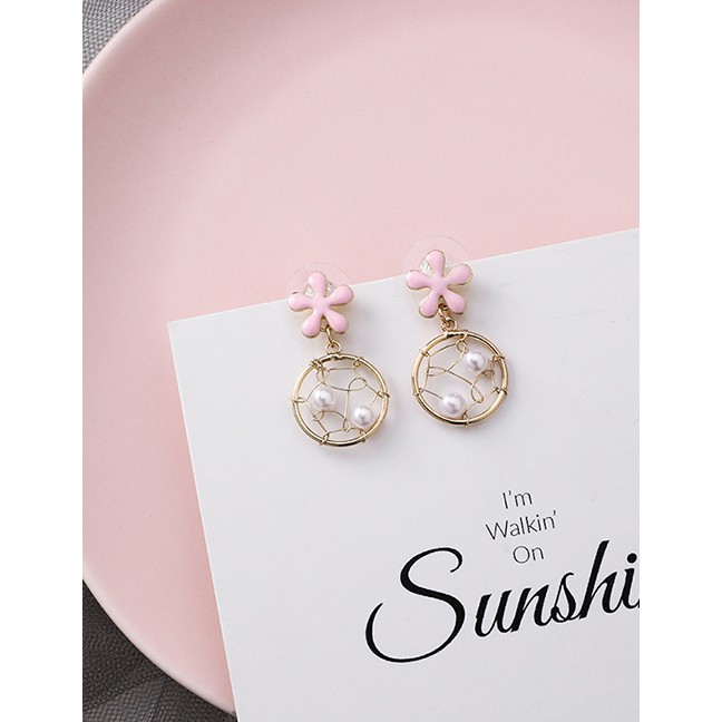 LRC Anting Tusuk Fashion Five Petals Pearl Dream Catcher Earrings F5679X