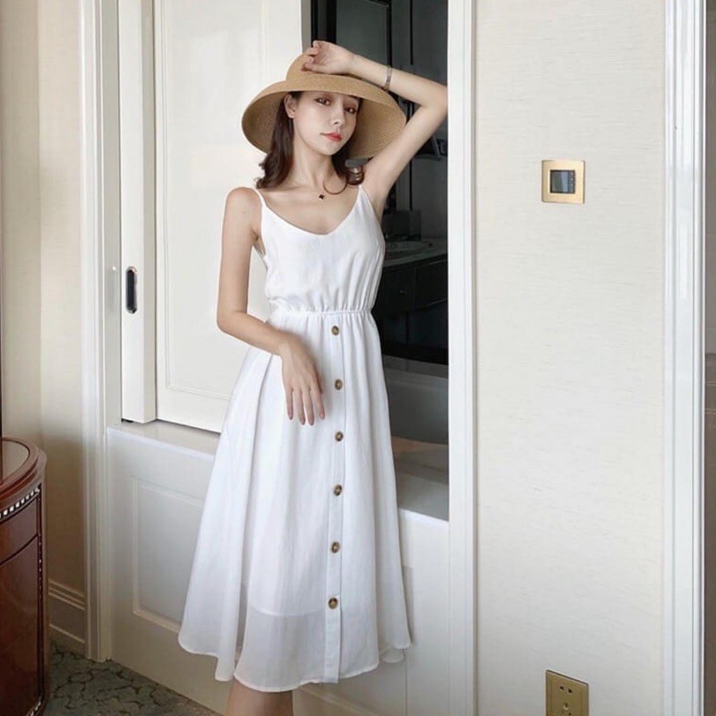 dress putih casual backless bahan katun lapis furing impor  CODE TG49-792