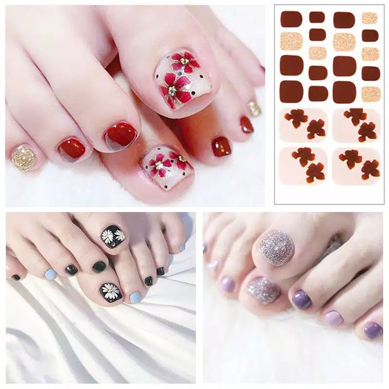 Stiker Kuku Kaki | Toe Nail Sticker | Foot Nail Sticker 22PCS High End Motif 3D H101-H120