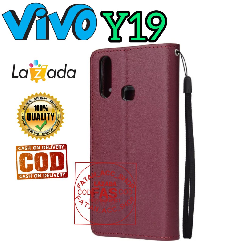 Casing Dompet Flip Cover Vivo Y19 - Wallet Case Kulit - Casing Dompet Tali Bismillah-Shop