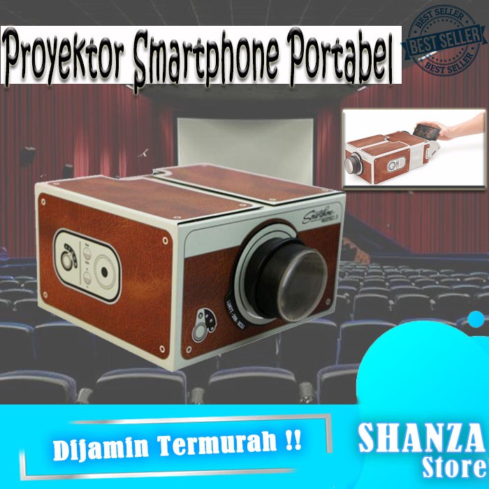Proyektor Smartphone Portabel Cardboard 2.0 LCD Proyektor Mini Murah Carboard Handphone Proyektor HP