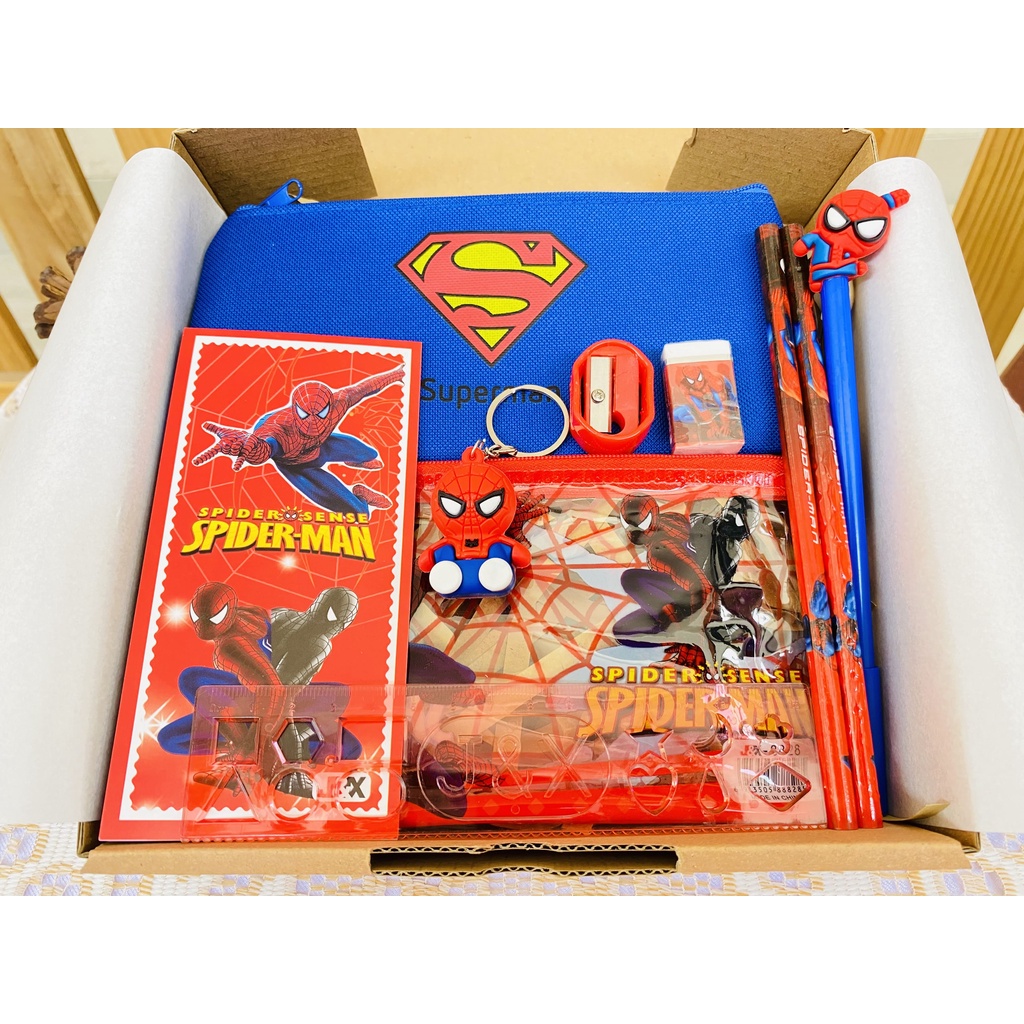 (HADIAHKUU.ID) KADO SPIDERMAN X SUPERMAN/ KADO ULTAH / KADO ANAK / SOUVENIR SPIDERMAN/ BOX SUPERMAN/