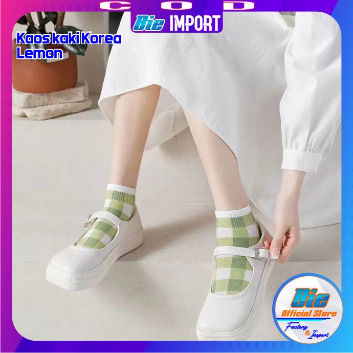 Kaos Kaki Korea Wanita Motif Lemon Impor Best Seller