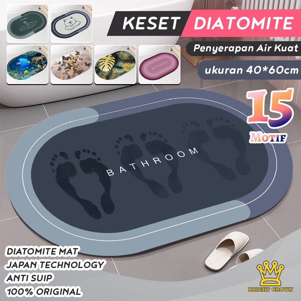 Bright Crown TERBARU Keset Diatomite Bundar / Keset Kaki Anti Bau Nyerap Air Anti