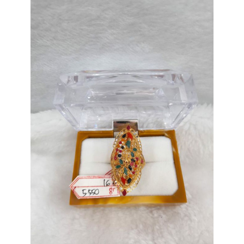 CC372M136M cincin emas asli model dubai india bunga arab mekkah antik berat 5.550 no 20 kadar 70%