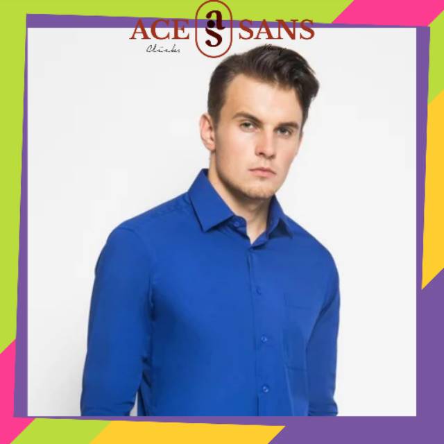 Alisan Kemeja Lengan Panjang Polos Slimfit Biru 6PLSSFLS Biru | Kemeja | Alisan | Original
