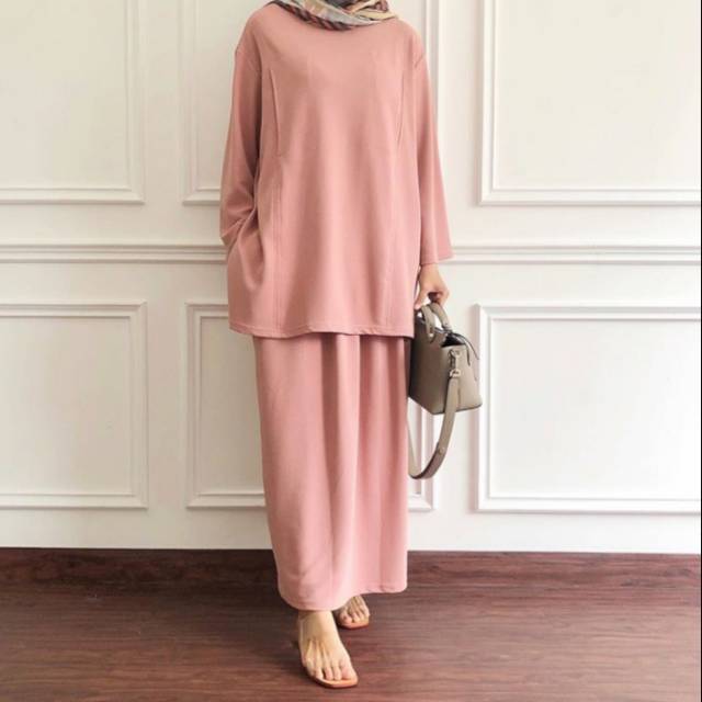 Calla dress set blush by fixpose #oneset #dailyset #setelan