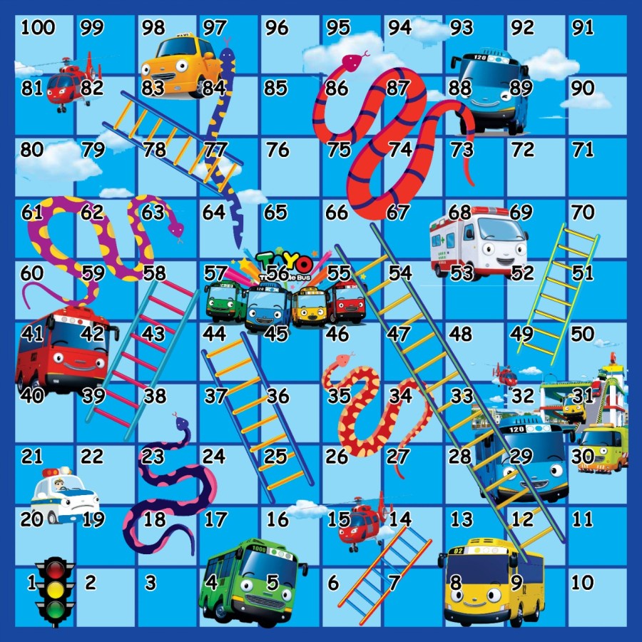 Ular Tangga Jumbo Tayo Bus / Ulartangga Raksasa Tayo Bus Kartun Lucu / Ular Tangga Kreatif